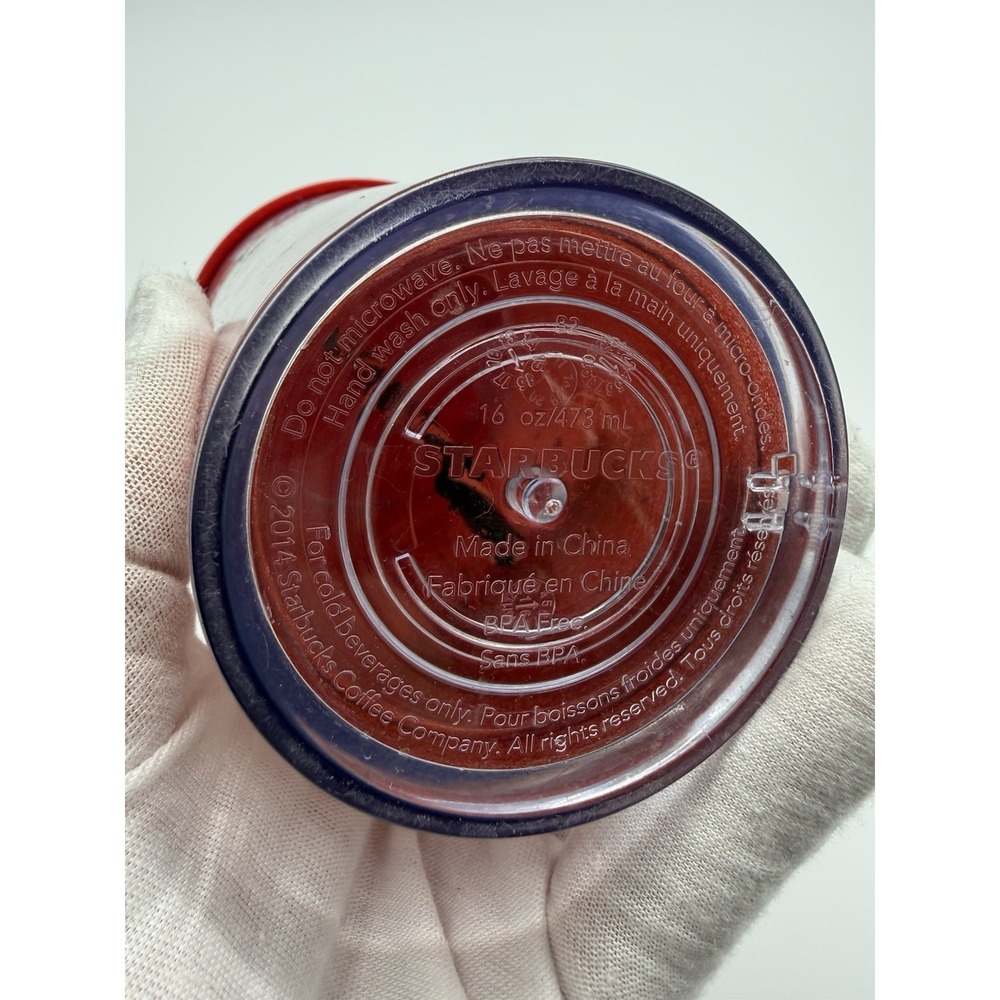 Starbucks Red Glitter Christmas Tumbler BPA free Green Stripe Straw 16 oz - Picture 3 of 11